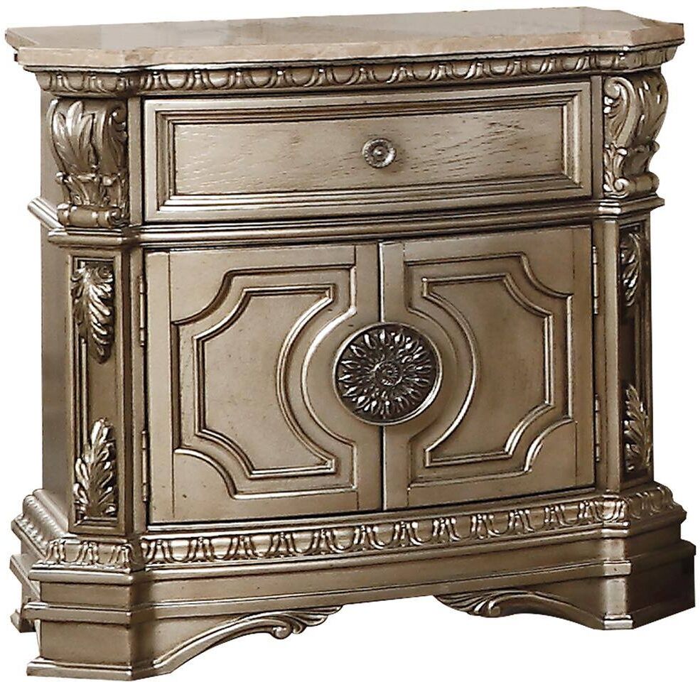 Acme Furniture Northville 1-Drawer Antique Silver Nightstand 29 in. x 30 in. x 18 in.