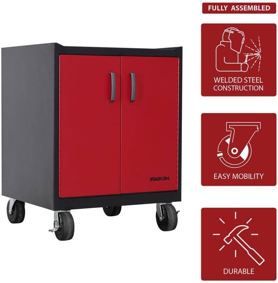 STACK-ON Modular Garage Cabinets with Shelf - Red