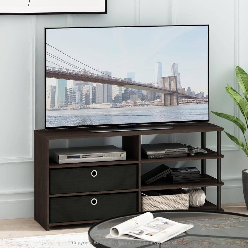 Furinno JAYA 47 in. Walut Wood TV Stand with 2 Drawer Fits TVs Up to 50 in. with Open Storage