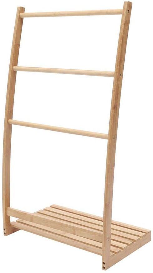 YIYIBYUS Bamboo Freestanding 1-Tier Shelving Unit with 3 Towel Rod (19.69 in. W x 33.27 in. H x 12.48 in. D)