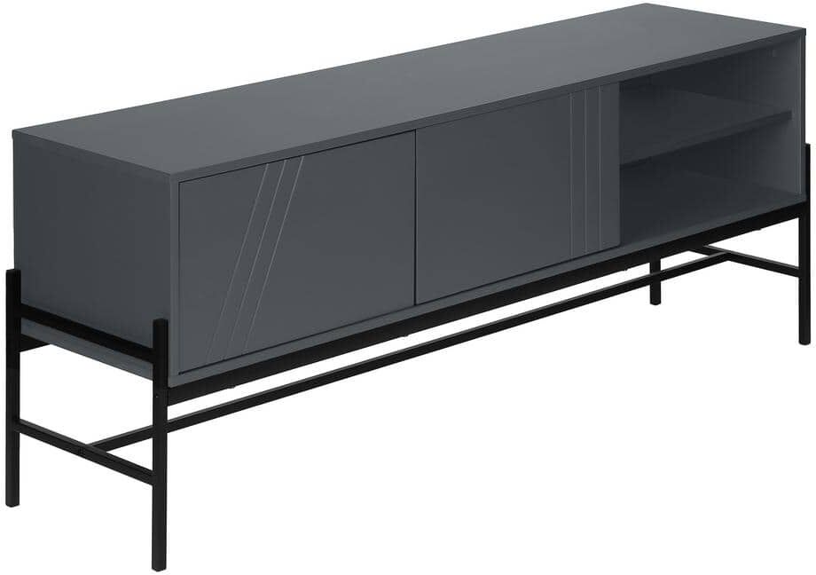 Grey TV Stand Fits TVs up to 65-75 in. with Cabinets, Shelves and Cable Management