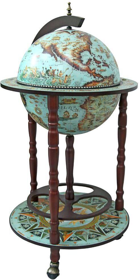 Design Toscano 16-Century Crema Durata Multi-Colored Replica Globe Bar Cabinet