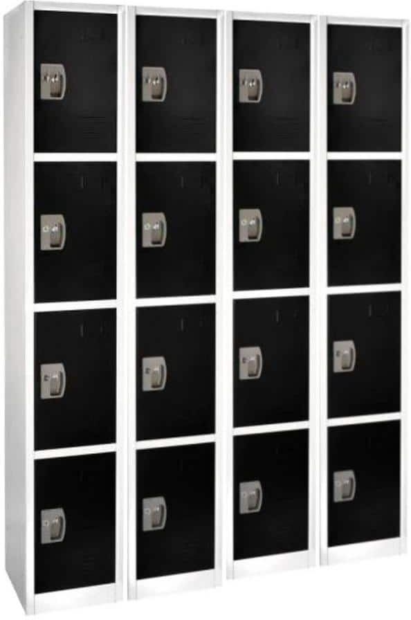 AdirOffice 629-Series 72 in. H 4-Tier Steel Key Lock Storage Locker Free Standing Cabinets for Home, School, Gym in Black (4-Pack)