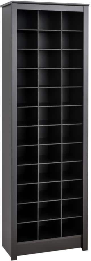 Prepac 72.5 in. H x 23.5 in. W 3 Black MDF Shoe Storage Cabinet