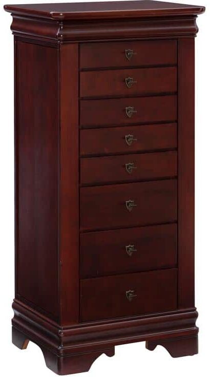 Linon Home Decor Leo Marquis Cherry Brown Wood Free-Standing 20.13 in. W Jewelry Armoire