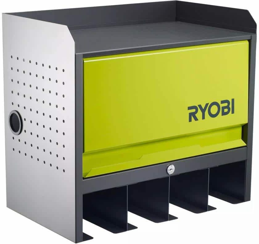 RYOBI Steel 2-Shelf Wall Mounted Garage Cabinet in Black (17 in W x 11 in H x 19 in D)