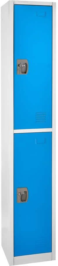 AdirOffice 629-Series 72 in. H 2-Tier Steel Key Lock Storage Locker Free Standing Cabinets for Home, School, Gym in Blue