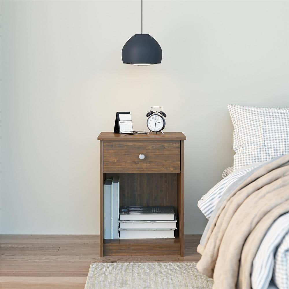 Ameriwood Home Ellery Nightstand with 1-Drawer, Walnut