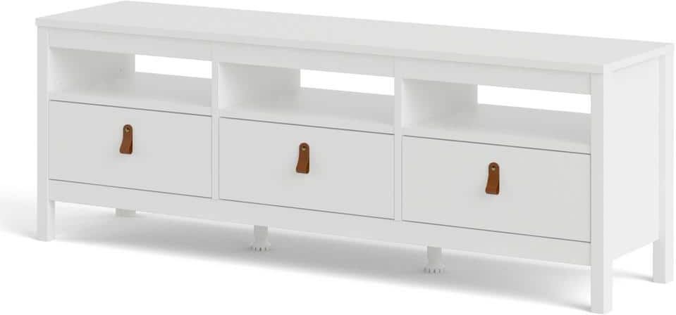 Tvilum Madrid 60 in. White TV Stand with 3-Storage-Drawers Fits TV's up to 55 in. with Cable Management