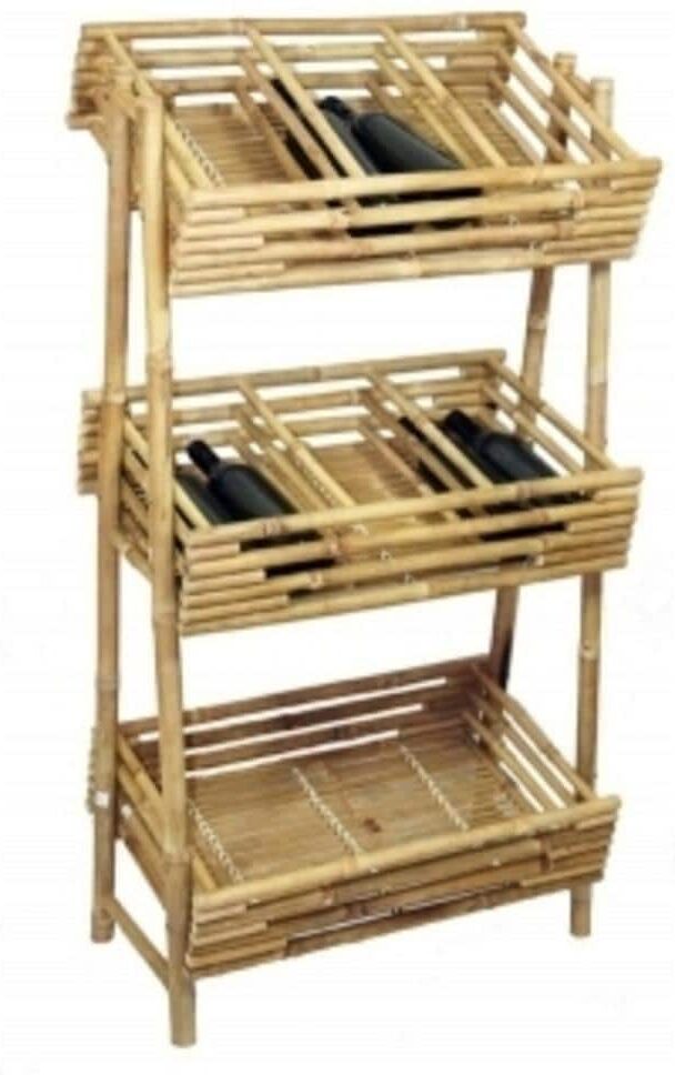 Master Garden Products Bamboo 3-Tier Bin Display Rack Shelving Unit