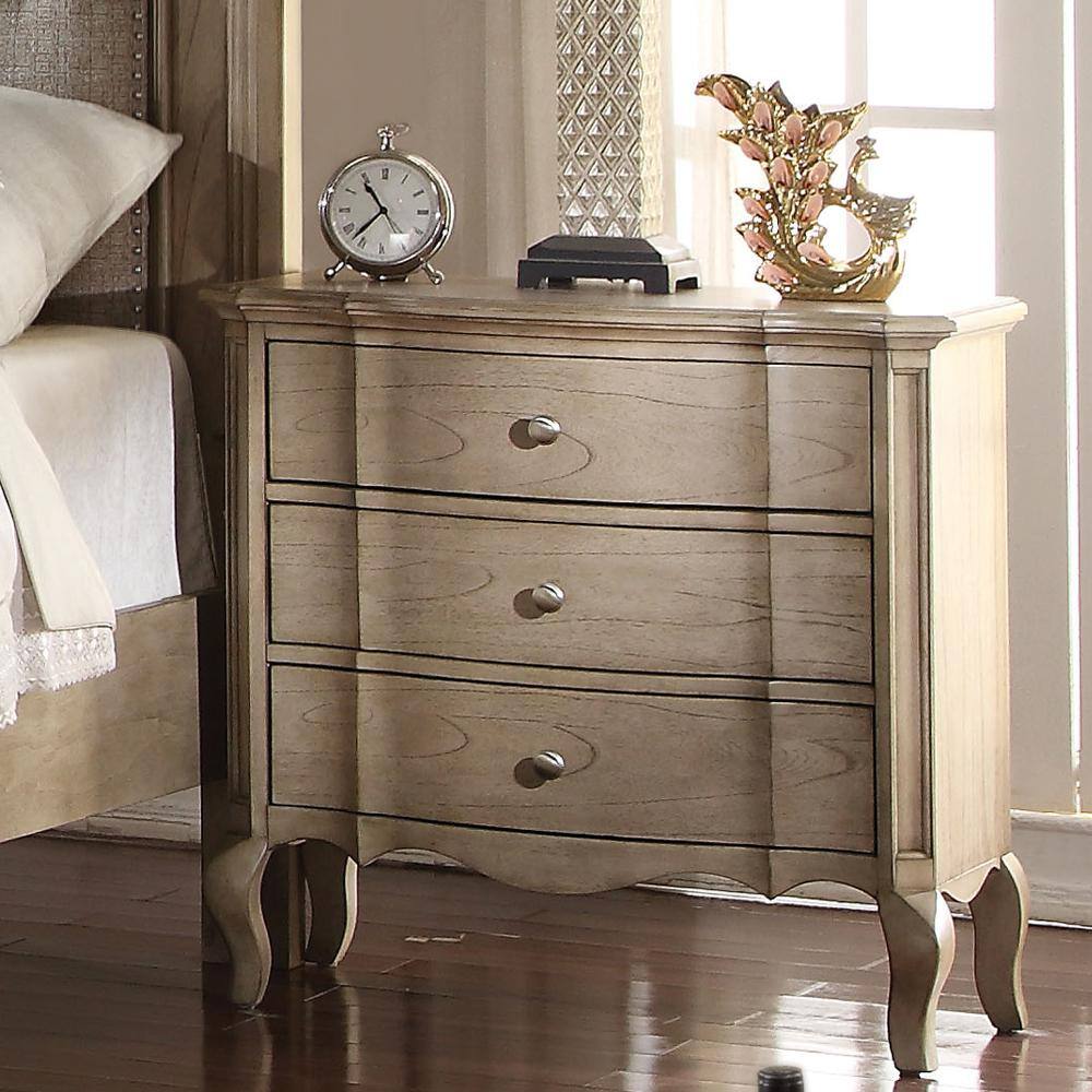 Acme Furniture Chelmsford 3-Drawer Antique Taupe Nightstand 30 in. x 30 in. x 18 in.