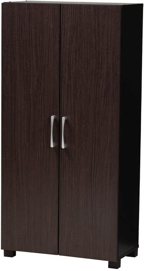 Baxton Studio 49.2 in. H x 23.6 in. W Brown MDF Shoe Storage Cabinet