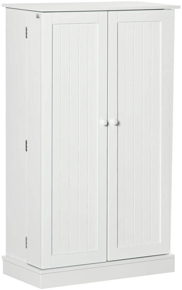 HOMCOM White Farmhouse Kitchen Pantry, Freestanding 2 Door Storage Cabinet with Adjustable Shelves