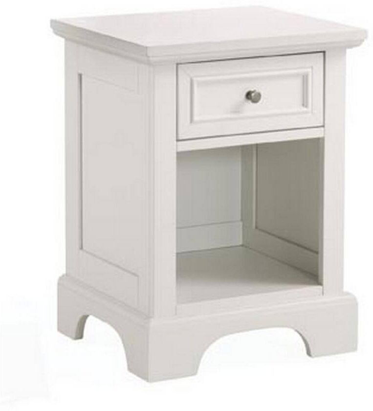 HOMESTYLES Naples 1-Drawer Off-White Night Stand 24 in. x 18 in. x 16 in.