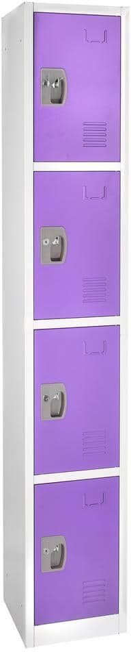 AdirOffice 629-Series 72 in. H 4-Tier Steel Key Lock Storage Locker Free Standing Cabinets for Home, School, Gym in Purple