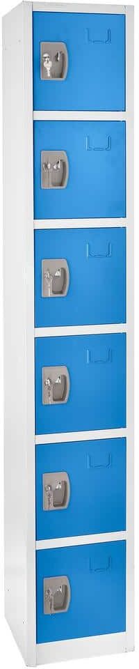 AdirOffice 629-Series 72 in. H 6-Tier Steel Key Lock Storage Locker Free Standing Cabinets for Home, School, Gym in Blue