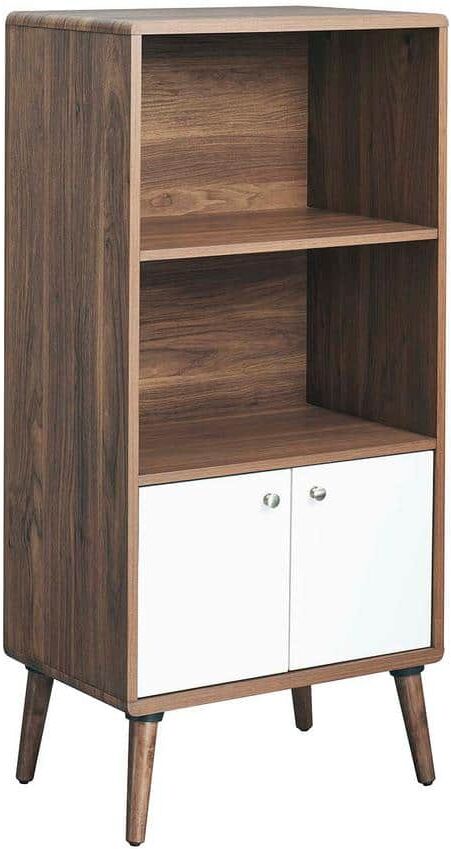 MODWAY Transmit Display Cabinet Bookshelf in Walnut White