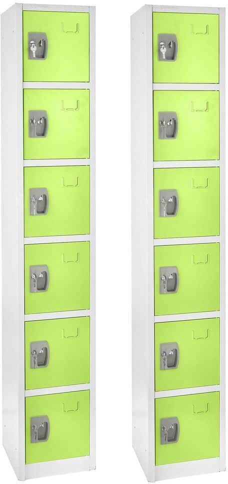 AdirOffice 629-Series 72 in. H 6-Tier Steel Key Lock Storage Locker Free Standing Cabinets for Home, School, Gym in Green (2-Pack)