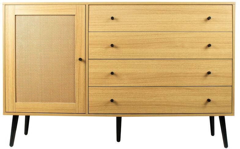 Tidoin Espresso Wood 55.12 in. W Sideboard with 4-Drawers and 1-Door