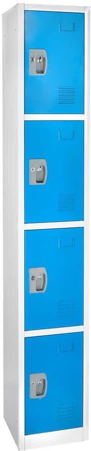 AdirOffice 629-Series 72 in. H 4-Tier Steel Key Lock Storage Locker Free Standing Cabinets for Home, School, Gym in Blue