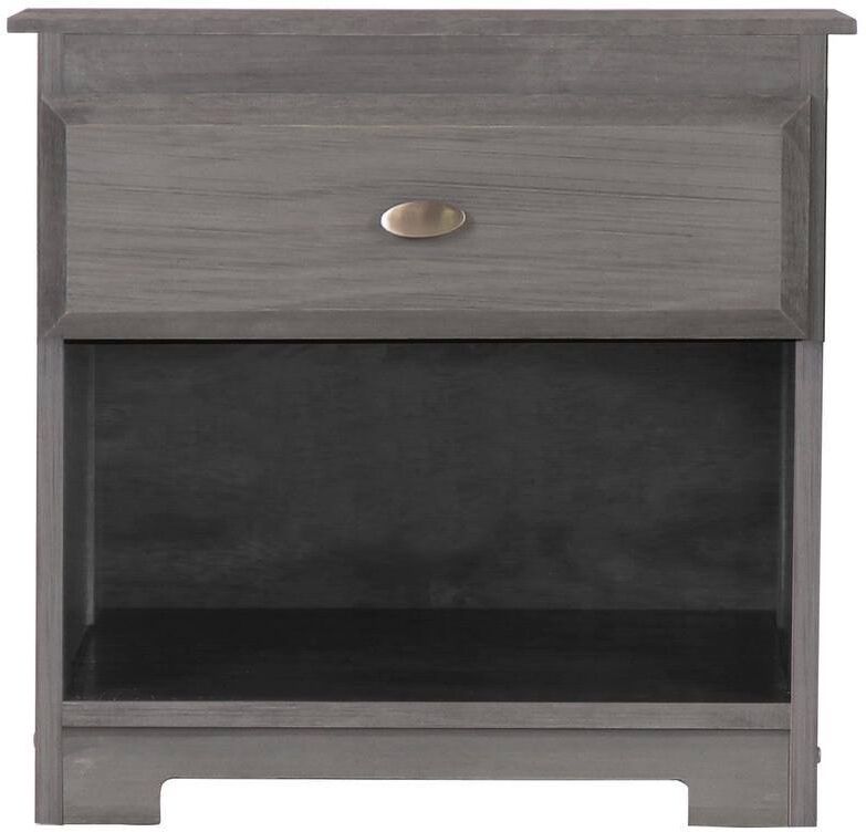 OS Home and Office Furniture 1-Drawer Charcoal Gray Nightstand 23 in. H x 23 in. W x 17 in. D