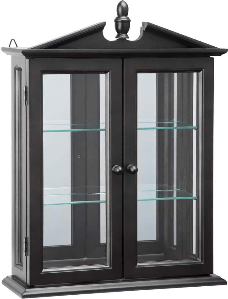 Design Toscano Amesbury Manor Black Hardwood Wall Curio Accent Cabinet