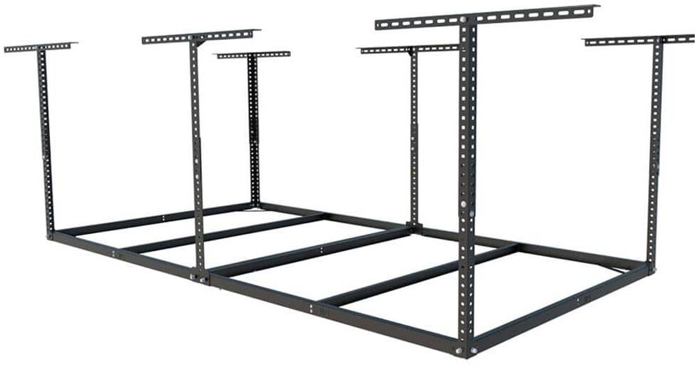 FLEXIMOUNTS Black Adjustable Height Overhead Garage Storage Rack (96 in W x 48 in D)