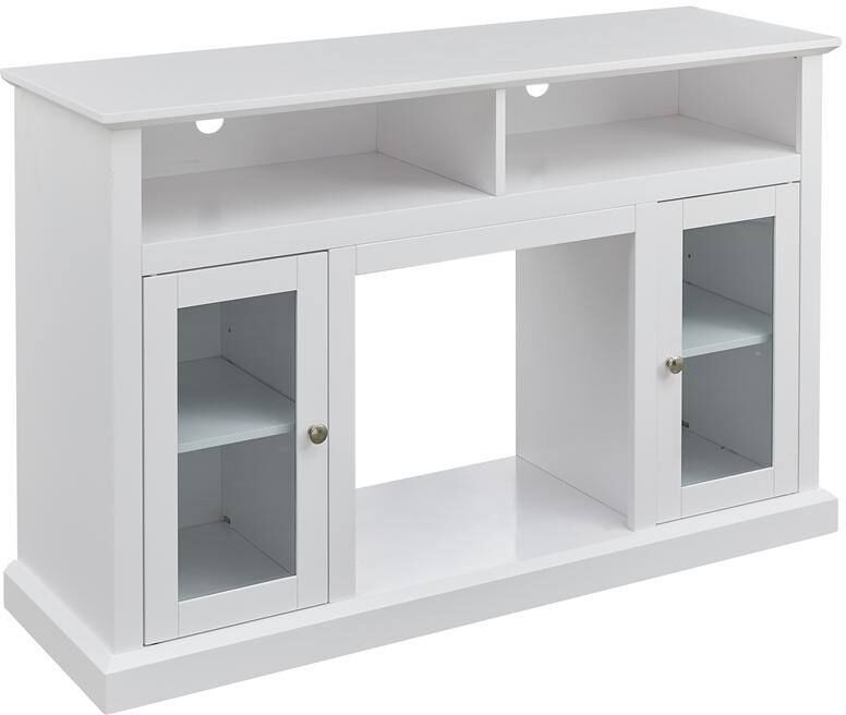 UNBEARABLE 47.5 in. White Wood TV Stand with Open Storage Shelves Fits TV's up to 55 in. with Cable Management