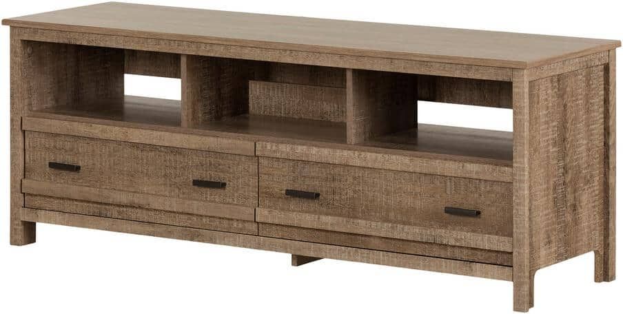 South Shore Exhibit 59 in. Weathered Oak Particle Board TV Stand 60 in.