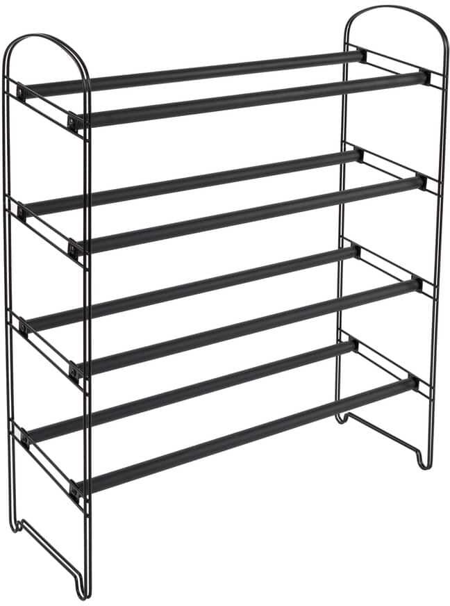 Seville Classics 28.9 in. H 4-Tier 30-Pair Black Expandable Non-Slip Metal Frame Shoe Rack