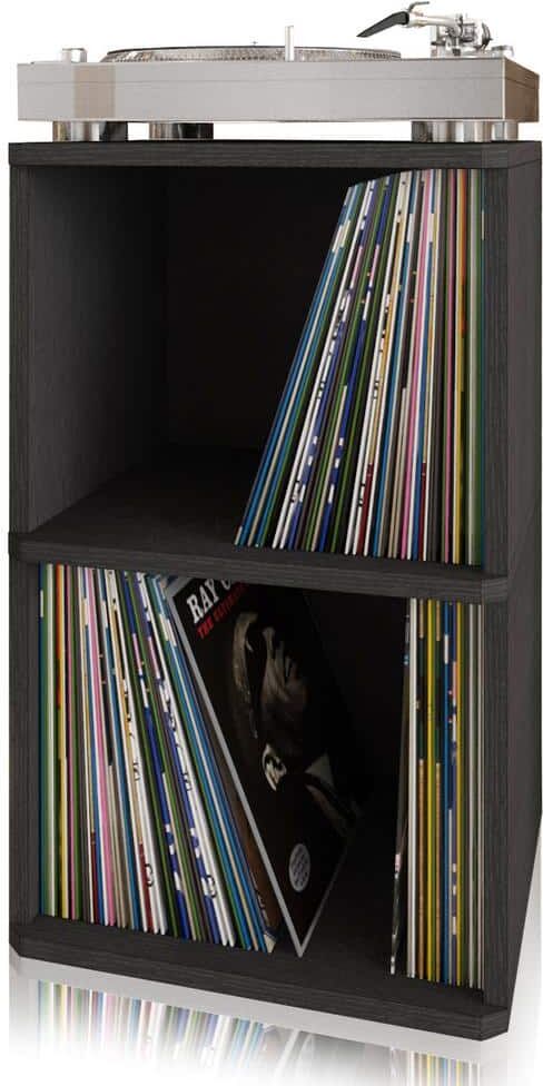 Way Basics zBoard Black 2-Shelf Vinyl Record Storage and LP Record Album Shelf