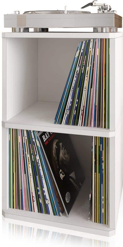 Way Basics zBoard White 2-Shelf Vinyl Record Storage and LP Record Album Shelf