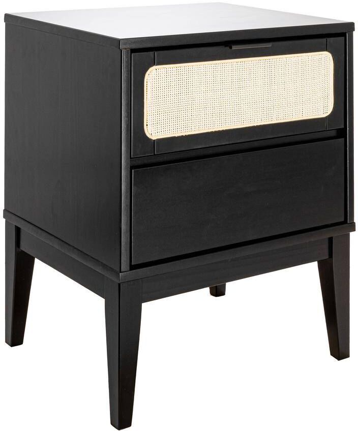 Storied Home The Crawford Black and Natural 2-Drawer 15.75 in. W Nightstand