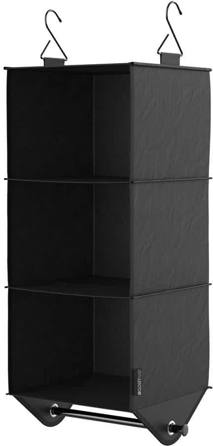 ClosetMaid 34.76 in. H Charcoal Black Fabric Hanging Closet Organizer with 3 Shelves