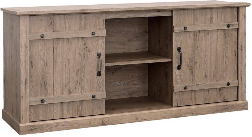 SAUDER Laurel Oak Entertainment Center Fits TV's up to 70 in. with Sliding Doors and Cord Management