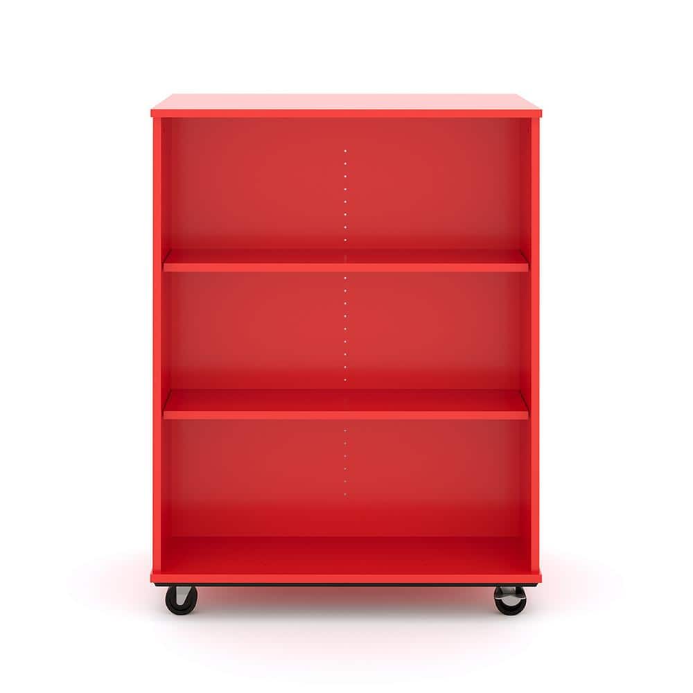 TOT MATE 36 in. W x 48 in. H, Red, Open Double Sided Mobile Storage Locker Nursery Classroom Bookcase, Adjustable Shelves