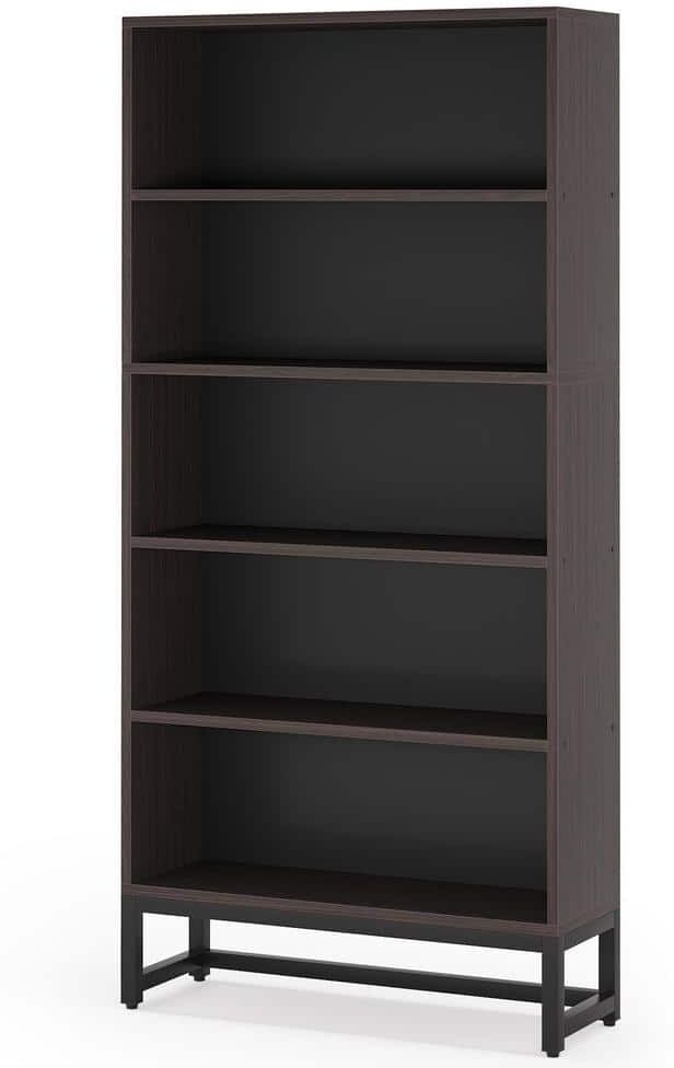 Tribesigns Earlimart 70.8 in. Sandalwood Tall Etagere Bookcase and Bookshelf, Bookcases Organizer with 5-Tier Storage Shelves