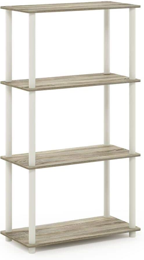 Furinno Turn-N-Tube Sonoma Oak/White 4-Tier Multipurpose-Shelf Display Rack