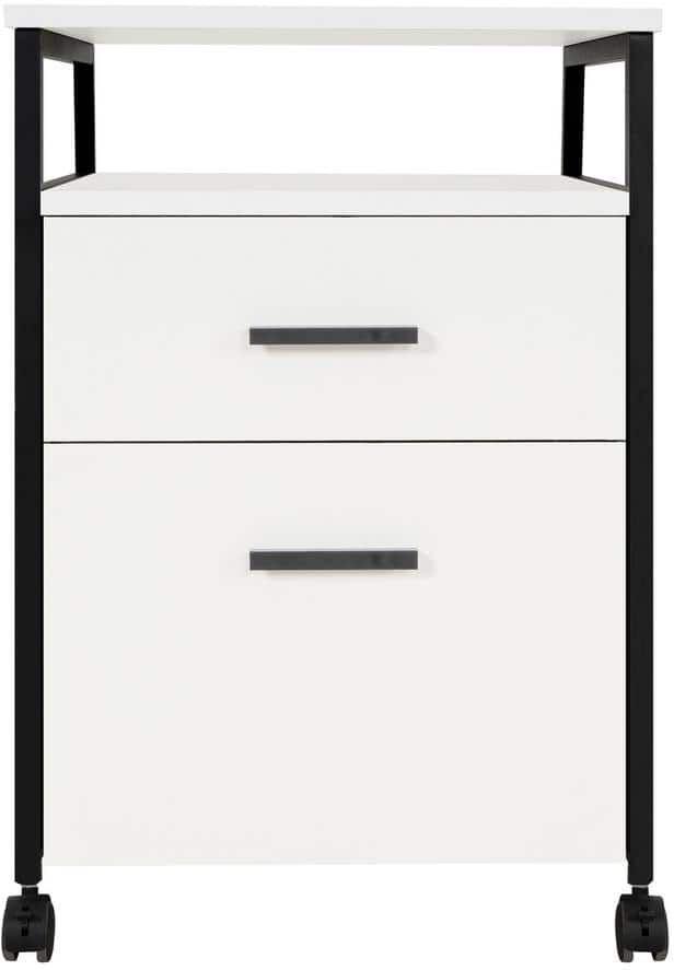 MAYKOOSH Rolling Filing Cabinet - Modern 2-Drawer Wood File Storage, Easy Mobility, Compact & Elegant -Whitewash