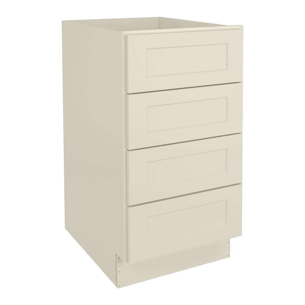 HOMEIBRO 18 in. W x 24 in. D x 34.5 in. H in Antique White Plywood Ready to Assemble Drawer Base Kitchen Cabinet with 4-Drawers