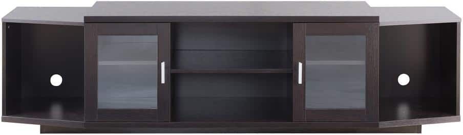 Furniture of America Estancia 72 in. Cappuccino TV Stand with 4-Open Shelf Fits TV's up to 83 in. with Cable Management