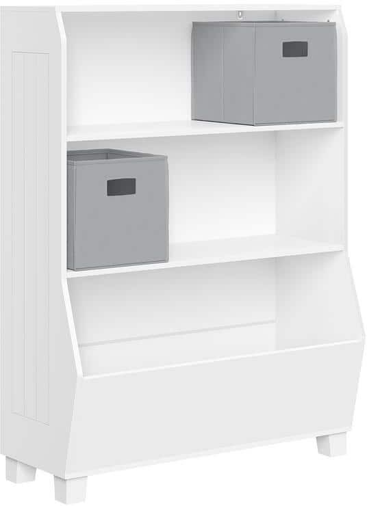 RiverRidge Home Kids 34 in. Bookcase with Toy Organizer and 2-Gray Bins