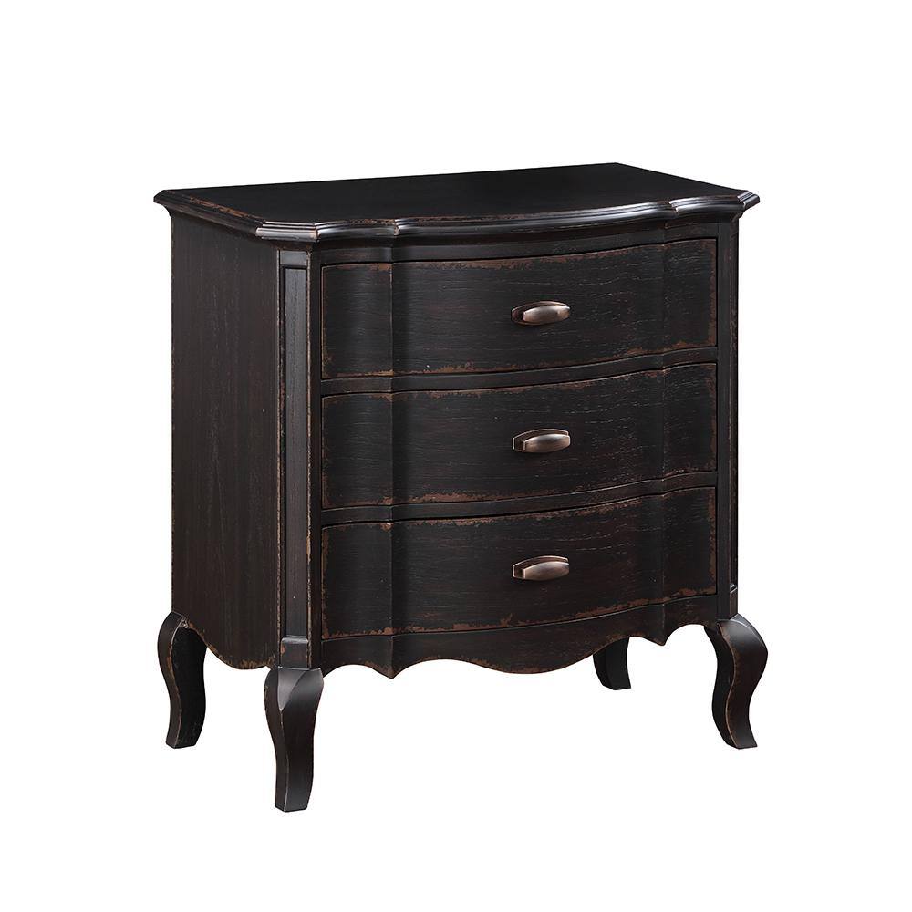 Acme Furniture Chelmsford Black Antique Finish 3 Drawers 18 in. W Nightstand