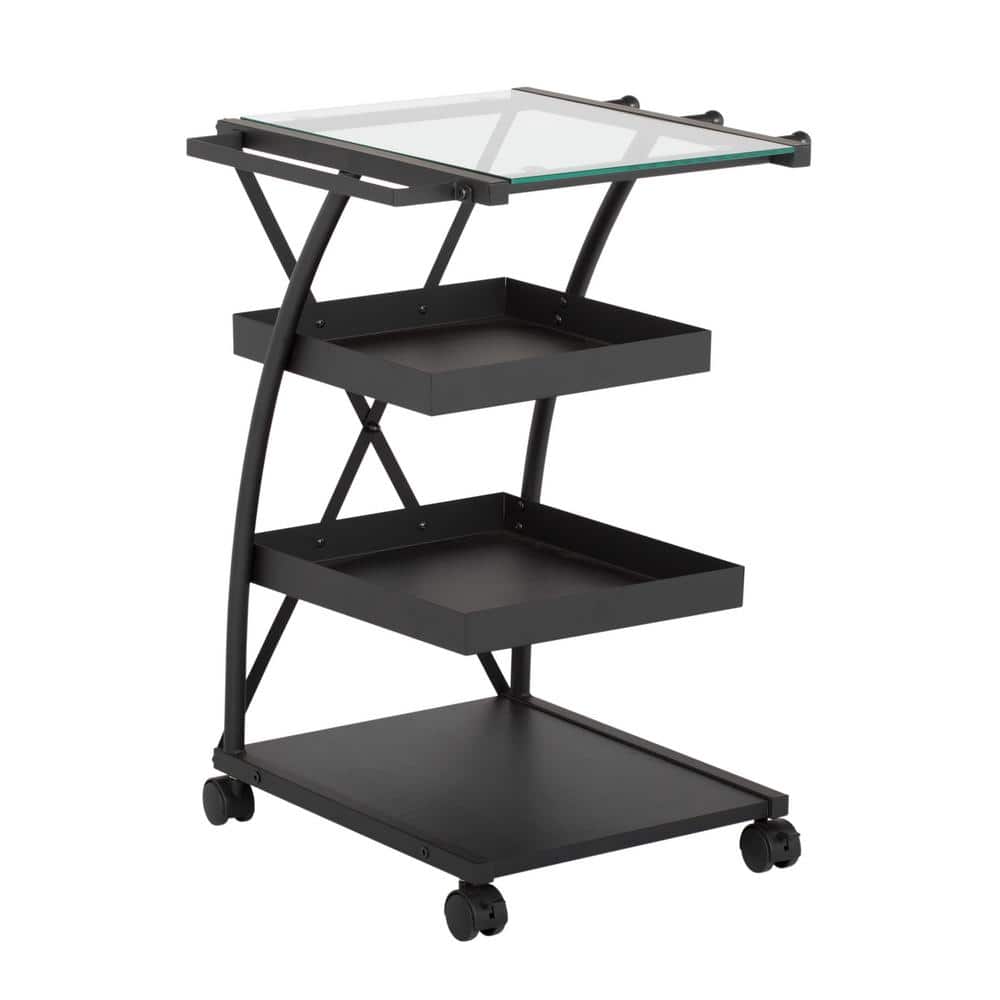 Studio Designs Triflex 18.5 in. W x 16 in. D x 25.5 in. H Metal and Glass Craft Supply Storage Mobile Taboret Cart