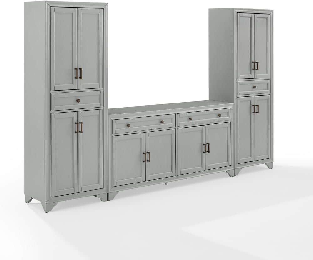 CROSLEY FURNITURE Tara 108.5 in Gray Entertainment Center with 4 Drawers Fits TV's up to 65 in with Cable Management