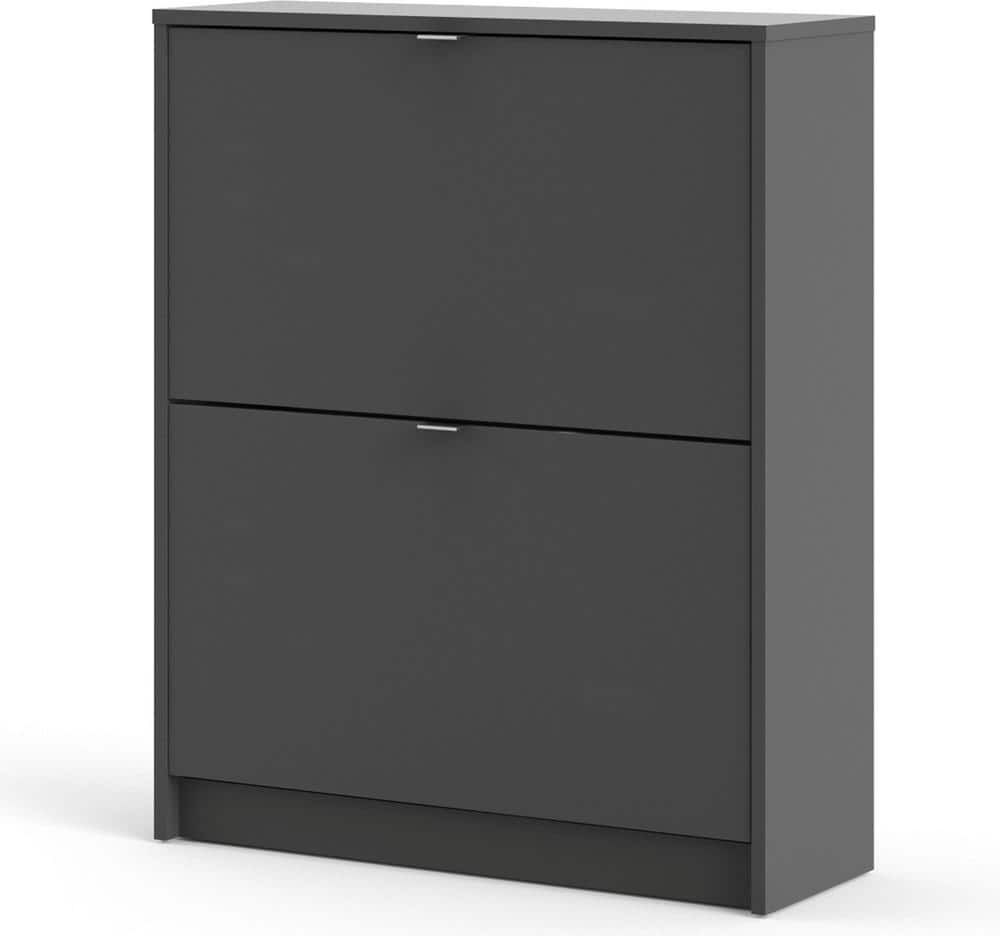 Tvilum Warner 33.54 in. H x 27.68 in. W Black Lead Wood Shoe Storage Cabinet