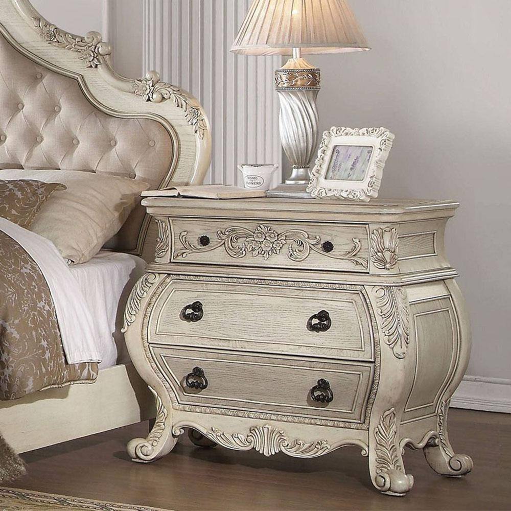 Acme Furniture Ragenardus 3-Drawer Antique White Nightstand (34 H x 20 W x 38 D)