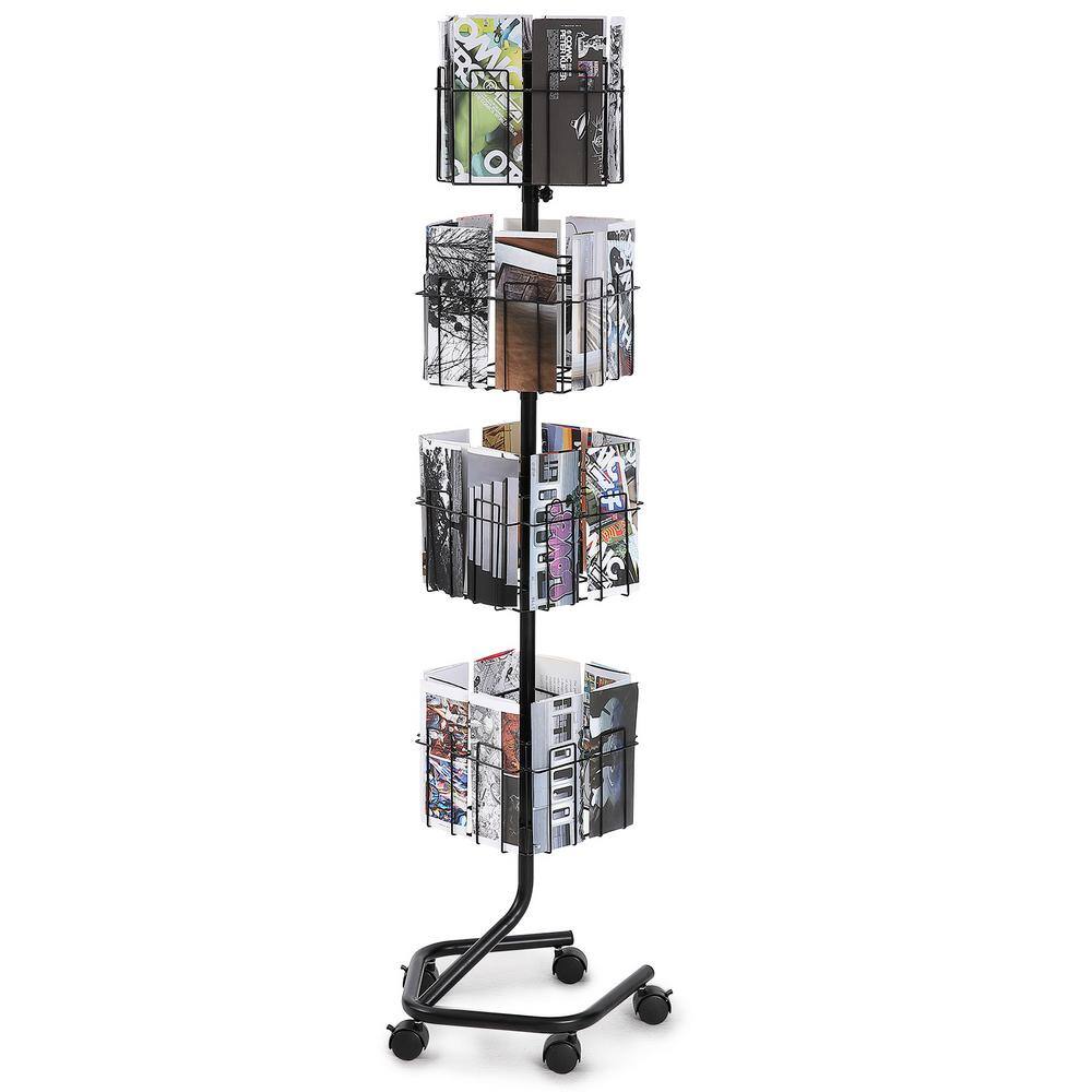 VEVOR Brochure Display Rack 4-Tier 32 Pockets Rotating Magazine Literature Display Stand for Spinning Greeting Cards Rack