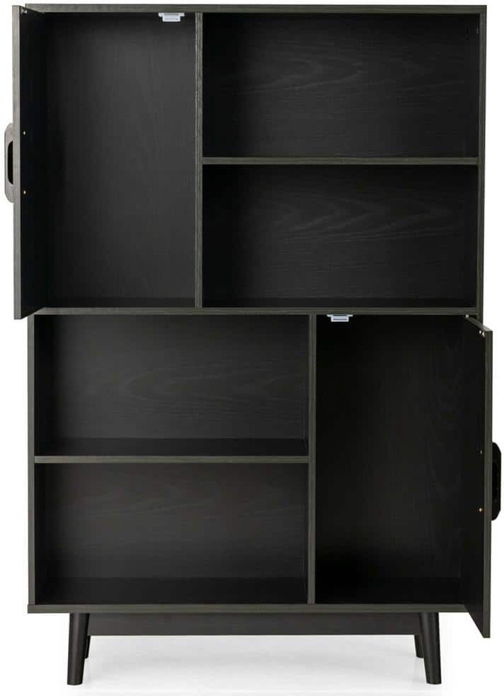 Gymax Sideboard Storage Cabinet Bookshelf Cupboard w/Door Shelf Black