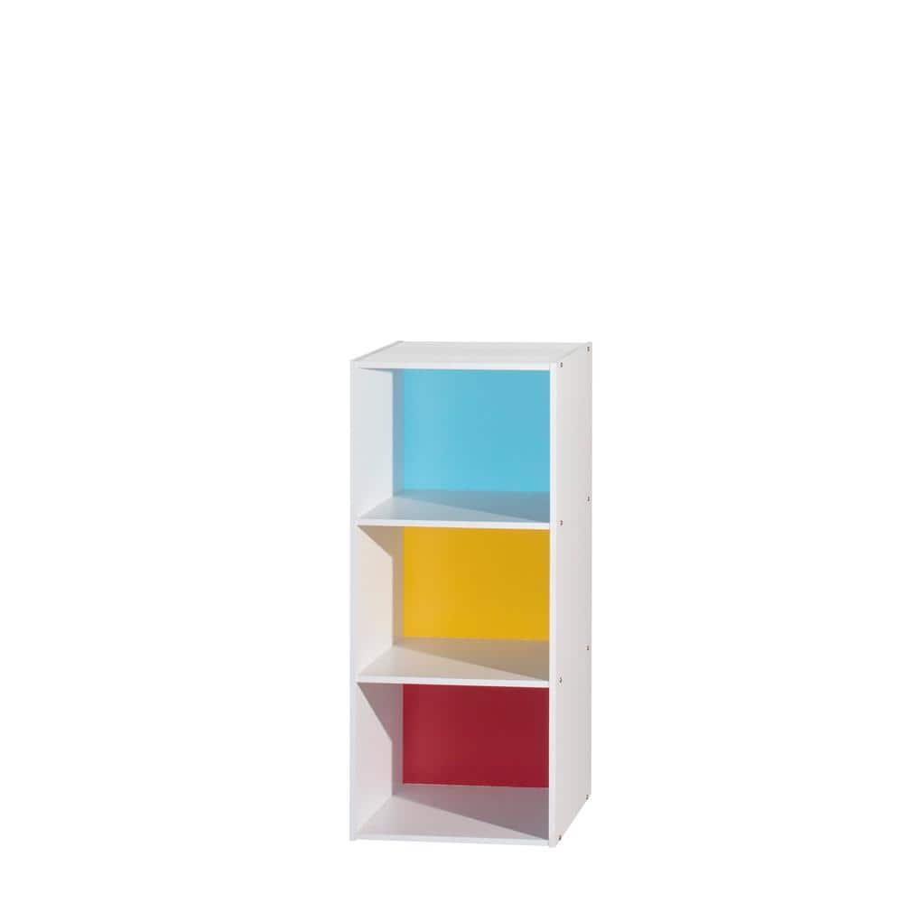 HODEDAH 3-Shelf, 36 in. H Rainbow Wooden Bookcase